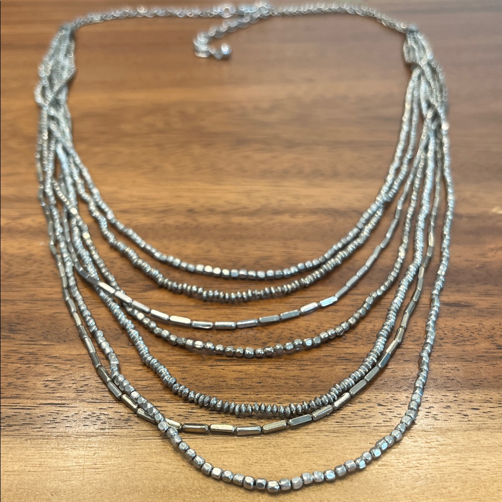 Multi-Strand Silver Beaded Women’s Necklace